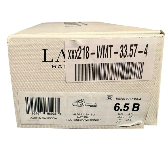 Ralph Lauren NWT Sz 6.5 Alegra Black & Cream Leather Flat Slide Sandals (SH280) - Picture 9 of 11